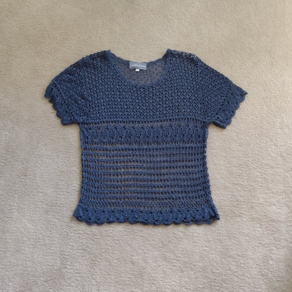 Blue crochet boho top, Size L